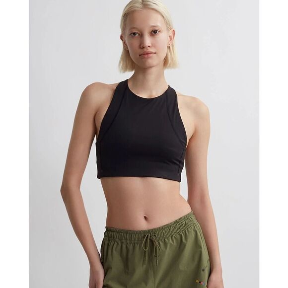 Saturdays NYC All Terrain High Neck Racer Back Sports Bra Black Athletic‎ Sporty - Picture 3 of 6